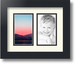 ArtToFrames Collage Mat Picture Photo Frame 2 3x5" Openings in Satin Black 33