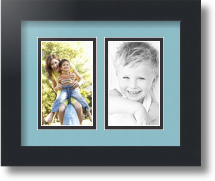 ArtToFrames Collage Mat Picture Photo Frame 2 3x5" Openings in Satin Black 33