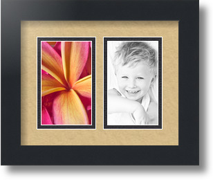 ArtToFrames Collage Mat Picture Photo Frame 2 3x5" Openings in Satin Black 33