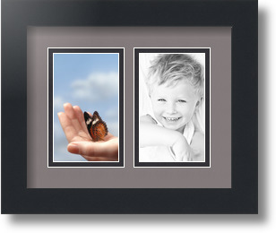 ArtToFrames Collage Mat Picture Photo Frame 2 3x5" Openings in Satin Black 33