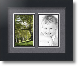 ArtToFrames Collage Mat Picture Photo Frame 2 3x5" Openings in Satin Black 33