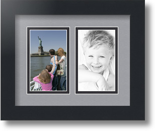 Art to Frames Double-Multimat-33-594/89-FRBW26079 Collage Photo Frame Double Mat with 2-3x5 Openings and Satin Black Frame 