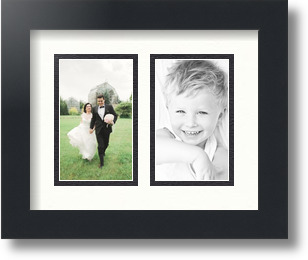 ArtToFrames Collage Mat Picture Photo Frame 2 3x5" Openings in Satin Black 33