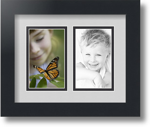 ArtToFrames Collage Mat Picture Photo Frame 2 3x5" Openings in Satin Black 33