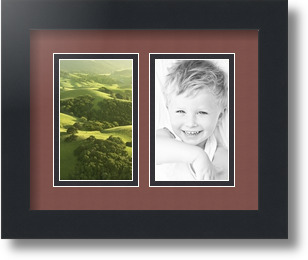 ArtToFrames Collage Mat Picture Photo Frame 2 3x5" Openings in Satin Black 33