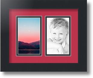 ArtToFrames Collage Mat Picture Photo Frame 2 3x5" Openings in Satin Black 33