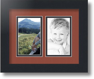 ArtToFrames Collage Mat Picture Photo Frame 2 3x5" Openings in Satin Black 33