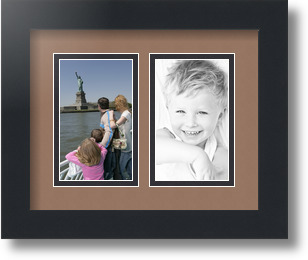 ArtToFrames Collage Mat Picture Photo Frame 2 3x5" Openings in Satin Black 33