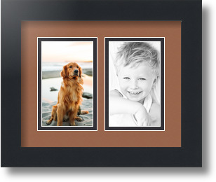 ArtToFrames Collage Mat Picture Photo Frame 2 3x5" Openings in Satin Black 33