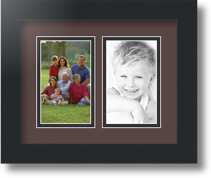 ArtToFrames Collage Mat Picture Photo Frame 2 3x5" Openings in Satin Black 33