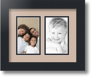 ArtToFrames Collage Mat Picture Photo Frame 2 3x5" Openings in Satin Black 33