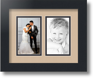 ArtToFrames Collage Mat Picture Photo Frame 2 3x5" Openings in Satin Black 33