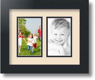 ArtToFrames Collage Mat Picture Photo Frame 2 3x5" Openings in Satin Black 33