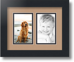 ArtToFrames Collage Mat Picture Photo Frame 2 3x5" Openings in Satin Black 33