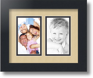 ArtToFrames Collage Mat Picture Photo Frame 2 3x5" Openings in Satin Black 33