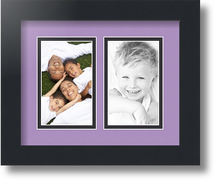 ArtToFrames Collage Mat Picture Photo Frame 2 3x5" Openings in Satin Black 33