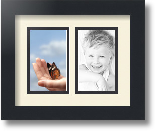 ArtToFrames Collage Mat Picture Photo Frame 2 3x5" Openings in Satin Black 33