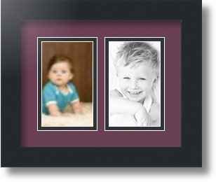 ArtToFrames Collage Mat Picture Photo Frame 2 3x5" Openings in Satin Black 33