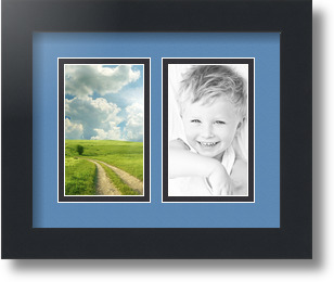 ArtToFrames Collage Mat Picture Photo Frame 2 3x5" Openings in Satin Black 33