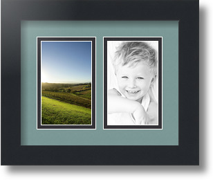 ArtToFrames Collage Mat Picture Photo Frame 2 3x5" Openings in Satin Black 33