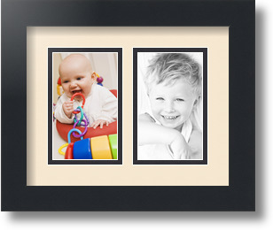 ArtToFrames Collage Mat Picture Photo Frame 2 3x5" Openings in Satin Black 33