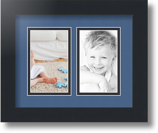 ArtToFrames Collage Mat Picture Photo Frame 2 3x5" Openings in Satin Black 33