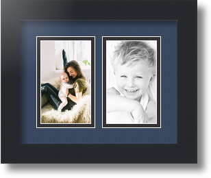 ArtToFrames Collage Mat Picture Photo Frame 2 3x5" Openings in Satin Black 33