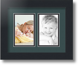 ArtToFrames Collage Mat Picture Photo Frame 2 3x5" Openings in Satin Black 33