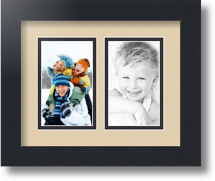 ArtToFrames Collage Mat Picture Photo Frame 2 3x5" Openings in Satin Black 33