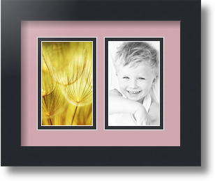 ArtToFrames Collage Mat Picture Photo Frame 2 3x5" Openings in Satin Black 33