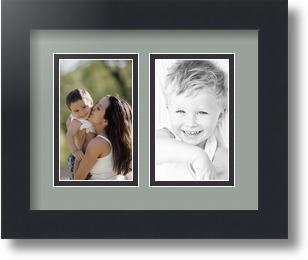 ArtToFrames Collage Mat Picture Photo Frame 2 3x5" Openings in Satin Black 33