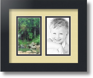 ArtToFrames Collage Mat Picture Photo Frame 2 3x5" Openings in Satin Black 33