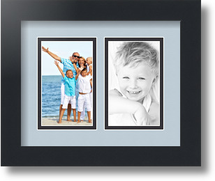 ArtToFrames Collage Mat Picture Photo Frame 2 3x5" Openings in Satin Black 33