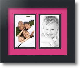 ArtToFrames Collage Mat Picture Photo Frame 2 3x5" Openings in Satin Black 33