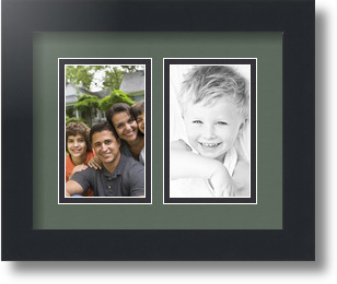 ArtToFrames Collage Mat Picture Photo Frame 2 3x5" Openings in Satin Black 33