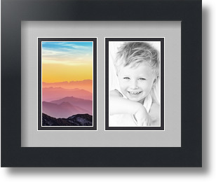 ArtToFrames Collage Mat Picture Photo Frame 2 3x5" Openings in Satin Black 33