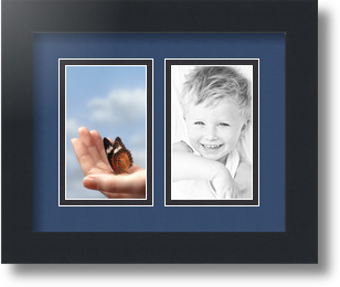 ArtToFrames Collage Mat Picture Photo Frame 2 3x5" Openings in Satin Black 33