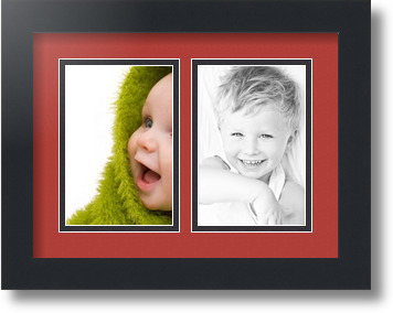 ArtToFrames Collage Mat Picture Photo Frame 2 4x6" Openings in Satin Black 34