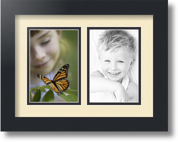 ArtToFrames Collage Mat Picture Photo Frame 2 4x6" Openings in Satin Black 34