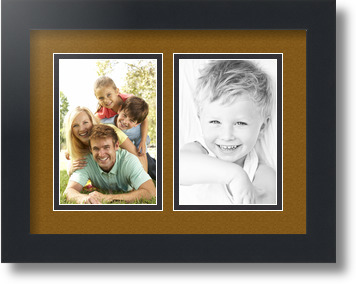 ArtToFrames Collage Mat Picture Photo Frame 2 4x6" Openings in Satin Black 34