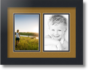 ArtToFrames Collage Mat Picture Photo Frame 2 4x6" Openings in Satin Black 34