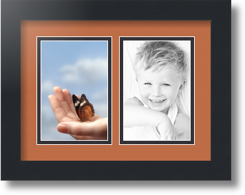 ArtToFrames Collage Mat Picture Photo Frame 2 4x6" Openings in Satin Black 34