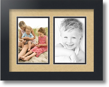 ArtToFrames Collage Mat Picture Photo Frame 2 4x6" Openings in Satin Black 34