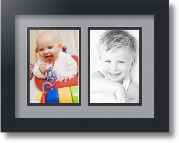 ArtToFrames Collage Mat Picture Photo Frame 2 4x6" Openings in Satin Black 34