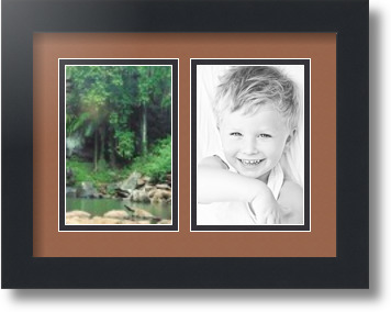 ArtToFrames Collage Mat Picture Photo Frame 2 4x6" Openings in Satin Black 34