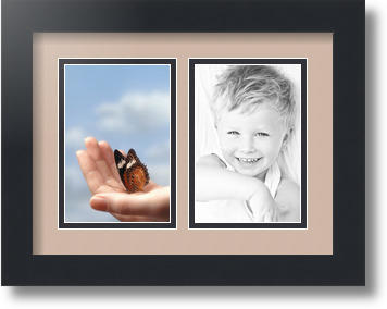 ArtToFrames Collage Mat Picture Photo Frame 2 4x6" Openings in Satin Black 34