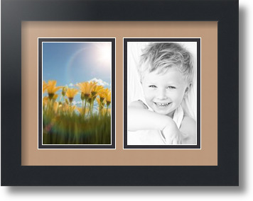 ArtToFrames Collage Mat Picture Photo Frame 2 4x6" Openings in Satin Black 34