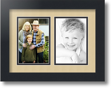 ArtToFrames Collage Mat Picture Photo Frame 2 4x6" Openings in Satin Black 34