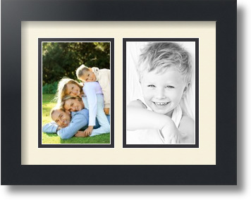 ArtToFrames Collage Mat Picture Photo Frame 2 4x6" Openings in Satin Black 34