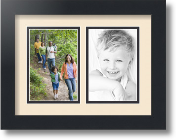 ArtToFrames Collage Mat Picture Photo Frame 2 4x6" Openings in Satin Black 34